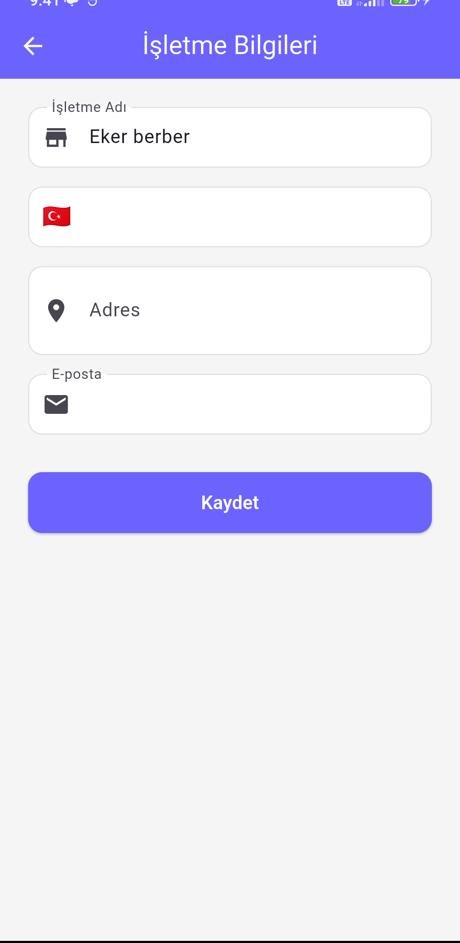 İşletme Bilgileri ekranı