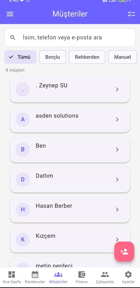 Müşteri listesi