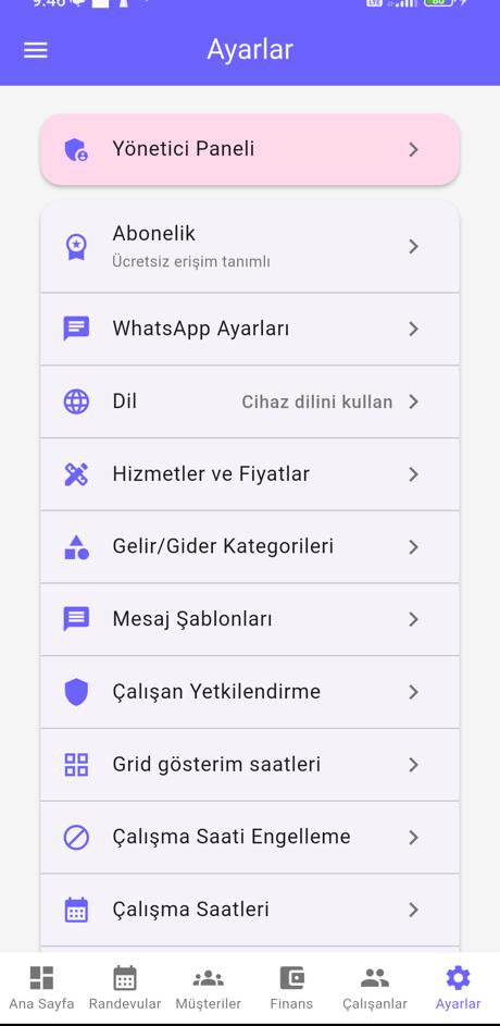 Ayarlar üst