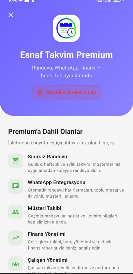 Abonelik ekranı